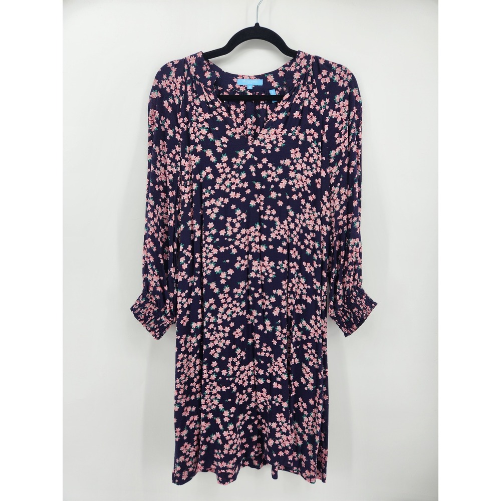 Draper James RSVP Floral Print Long Sleeve Dress Womens Medium Pink Blue